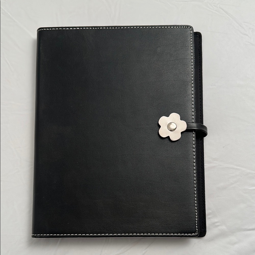 Sola black photo album with flower snap closure